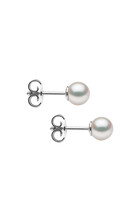 Classic Pearl Stud Earrings, 18k White Gold & Akoya Pearls
